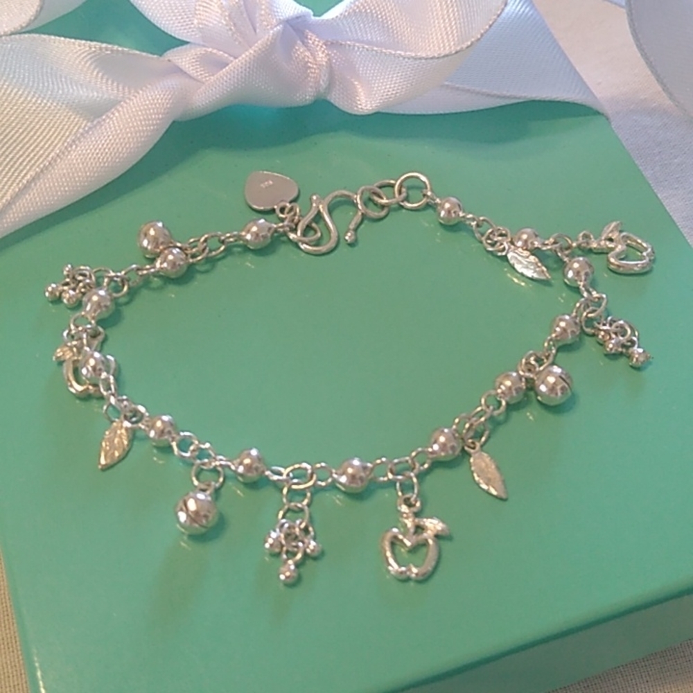 Fall Themed Sterling Silver 925 Bracelet, 7"